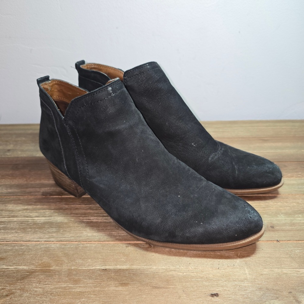 Franco Sarto Laslo Black Leather Pointed Toe Ankle Boots Womens 9.5M